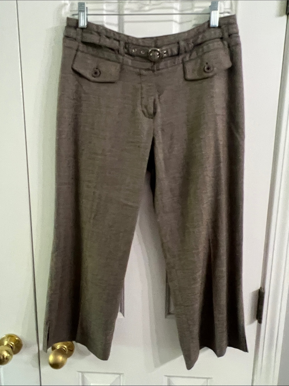 Cato Olive-Brown Wide Leg Pants with Self Belt